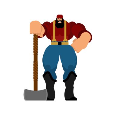 izole oduncu. Oduncu balta ile. Güçlü keresteci