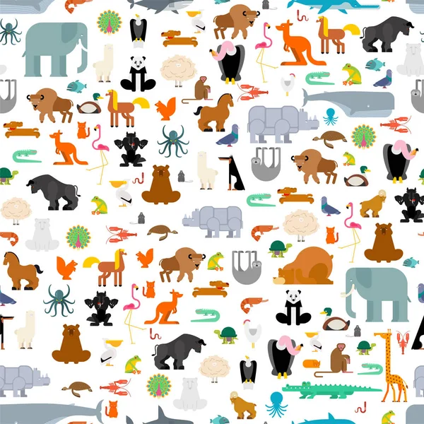 Zvířata Vzor Bezešvé Zoo Pozadí Dětské Látky Textura Vektor — Stockový vektor