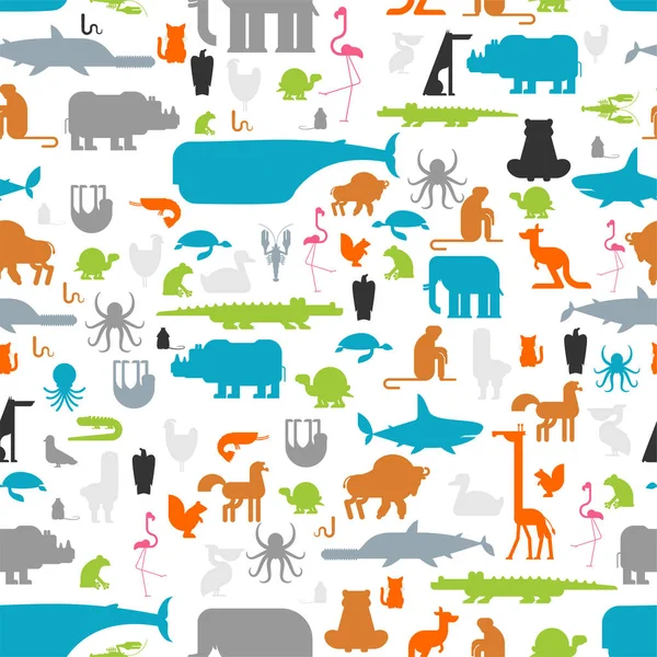 Beast Pattern Animals Background Seamless Cute Cartoon Animals Jungle Forest — Stock Vector