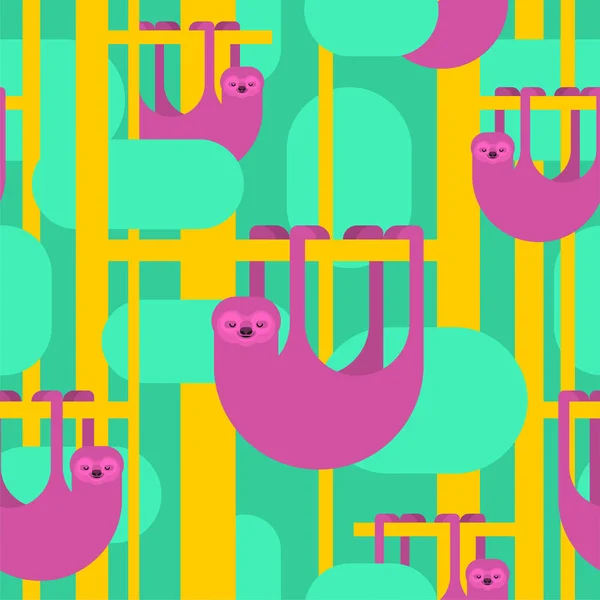 Sloth Pattern Seamless Lazybones Animal Cartoon Background Vector Texture — Stock Vector