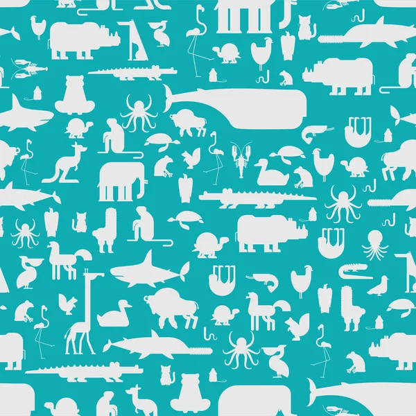 Animals Pattern Seamless Zoo Background Baby Cloth Texture Vector — Stock Vector