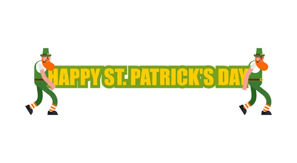 Happy Patricks Day Napis Skrzatów Wakacje Irlandii Karzeł Zielono — Wektor stockowy