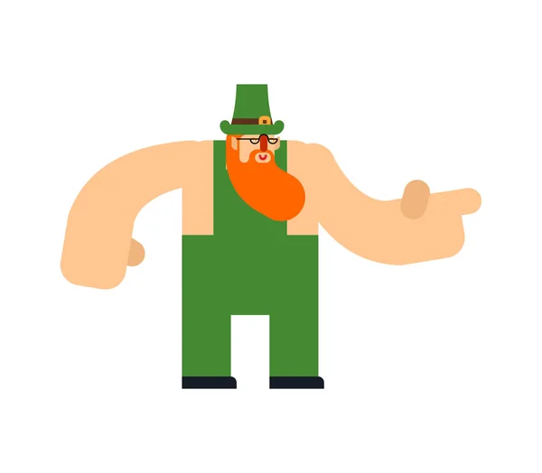Lutin Isolé Personnage Patricks Day Vacances Irlandaises Nain Chapeau Vert — Image vectorielle