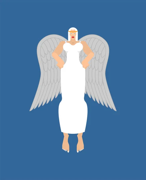 Beautiful Angel Woman Fine Female Archangel White Clothes — Stock Vector