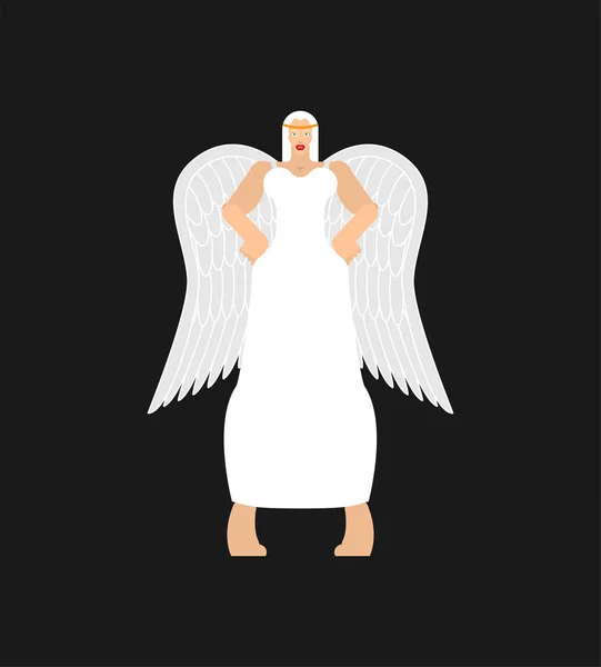 Beautiful Angel Woman Fine Female Archangel White Clothes — Stock Vector