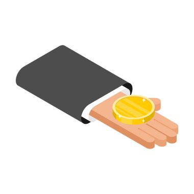 İzole para tutan el. el avuç içi kadar para