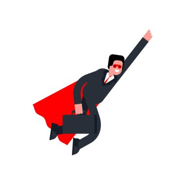 Süper iş adamı. Süper kahraman Yöneticisi. Pelerin işçi. Superpowe
