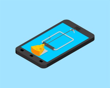 Internet aldatma kavramı. Online fare kapanı ve izole peynir