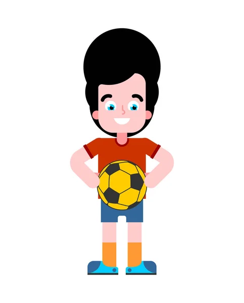 Αγόρι παίκτης ποδοσφαίρου. Λίγο ποδοσφαιριστής εικονογράφηση διάνυσμα — Διανυσματικό Αρχείο
