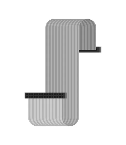 Flachbandkabel isoliert. PC-Kabelverbinder — Stockvektor