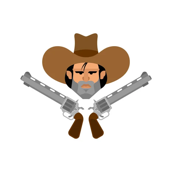 Cowboy és elszigetelt fegyvert. Wild west jele. Nyugati szimbólum — Stock Vector