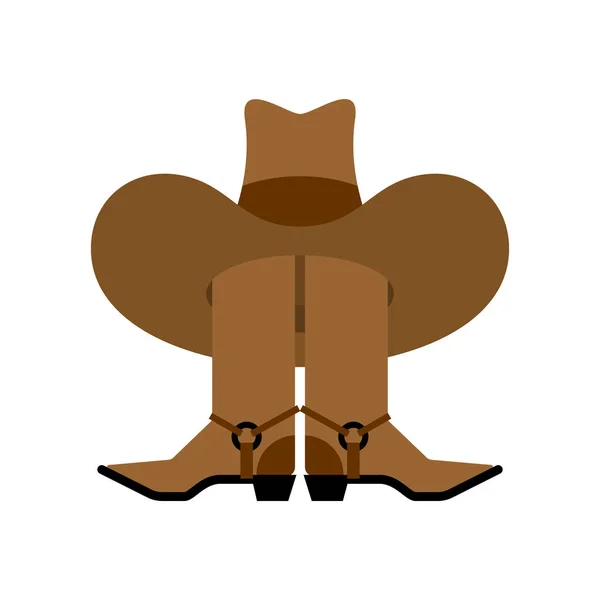 Chapéu de cowboy e botas isolados. acessório ocidental. Sapato oeste selvagem — Vetor de Stock