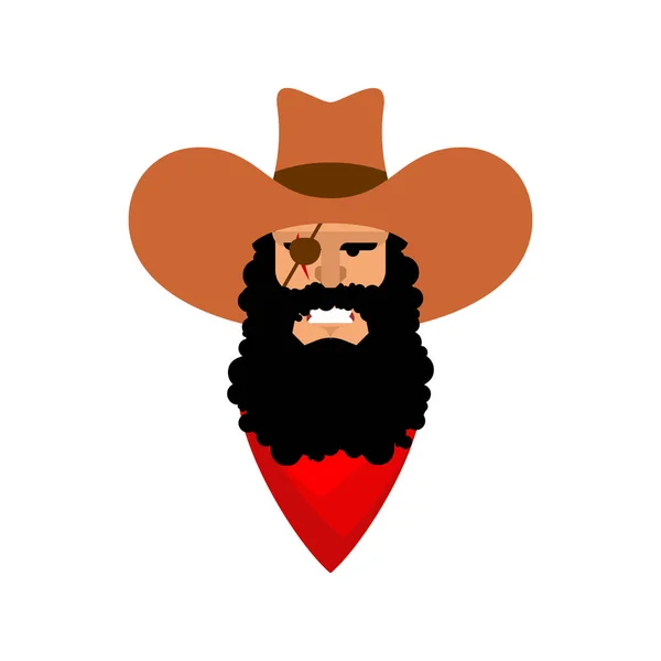 Cowboy face isolated. Wild west guy portrait. Western head — Stock Vector