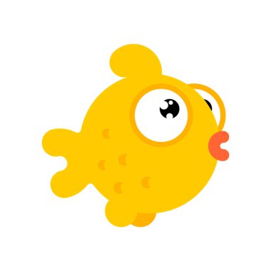 Goldfish karikatür tarzı izole. Altın balık deniz hayvan vektör. Oc