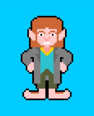 Hobbit piksel sanat küçük adam izole. büyük ile sihirli Homunculus 