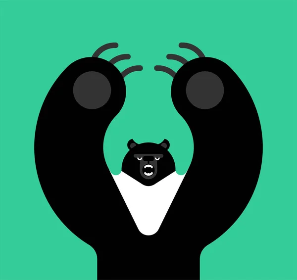 Himalaya Bear zwart. Beest Evil geïsoleerde cartoon stijl. grote wil — Stockvector