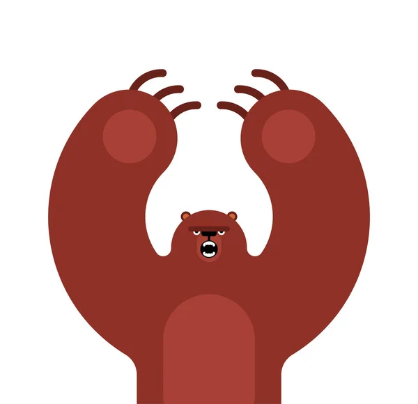 Grizzly urso mal isolado estilo cartoon. grandes ataques de ursos —  Vetores de Stock