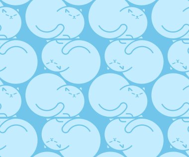 Fat cat pattern seamless. Thick pet background. Cute animal Cart