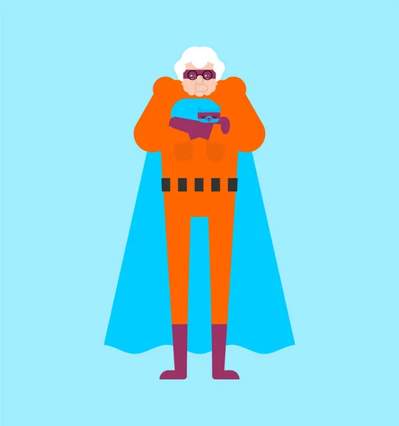 Superhéroe abuela aislado. Super abuela. Superpoderes w edad — Vector de stock