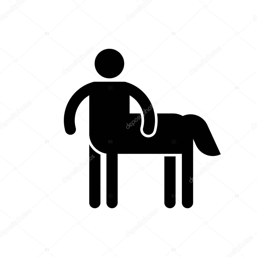 Centaur symbol pictogram. Half man half horse sign. Mythical cre
