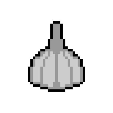 Sarımsak piksel sanat. Sebze pikselli. Eski oyun grafikleri. 8 bit 