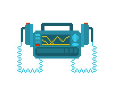 Defibrilatör piksel sanat. Tıbbi cihaz pikselli. elektropulse 