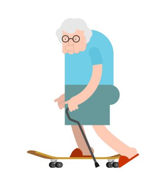 Büyükanne kaykaylı. Büyükannem gemide. Yaşlı bayan Kaykay