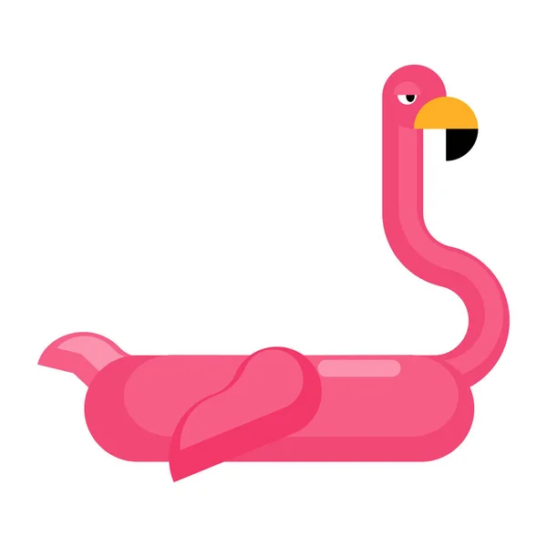 Надувной розовый фламинго изолирован. Волшебная птичья игрушка для плавания — стоковый вектор