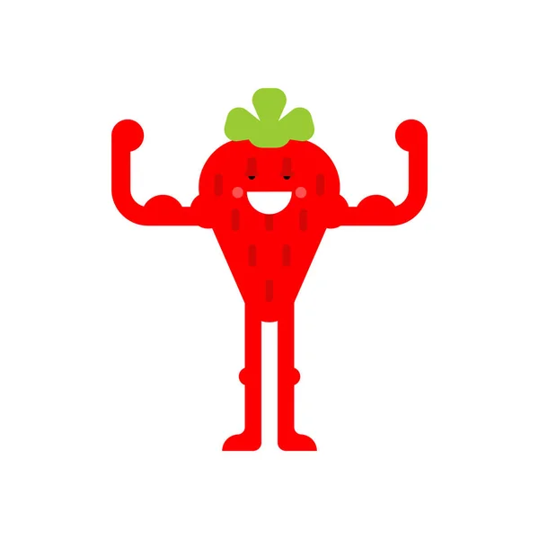 Strong strawberry. Powerful fruit. Healthy food. Vector cartoon — Stock Vector