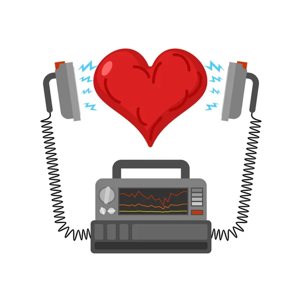 Desfibrilador y corazón. Dispositivo médico. terapia de electropulso de — Vector de stock