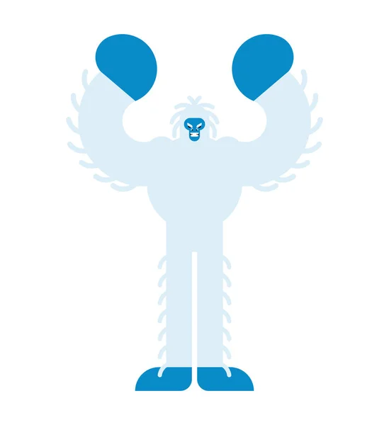 Yeti isolado. Pé Grande selvagem. Homem de neve abominável. Vector Big foot — Vetor de Stock