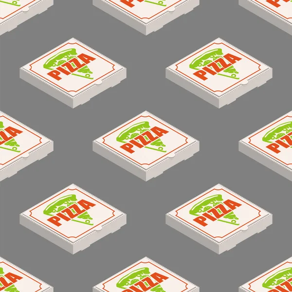 Patrón de caja de pizza sin costura. Fondo de comida rápida Vector — Vector de stock