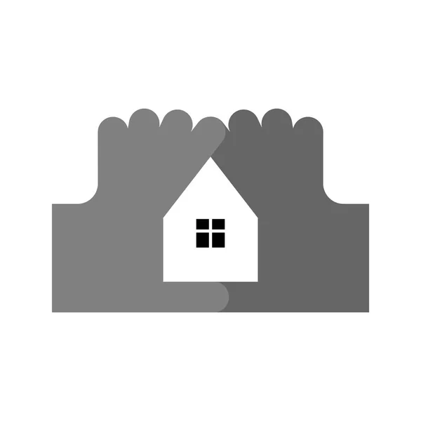 Logo de la casa de los dedos. Símbolo de construcción de casas. Icono del vector — Vector de stock