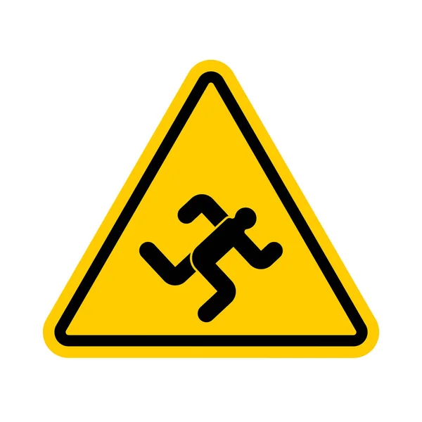 Attention Running man. Warning yellow road sign chaser. Caution — Stock Vector