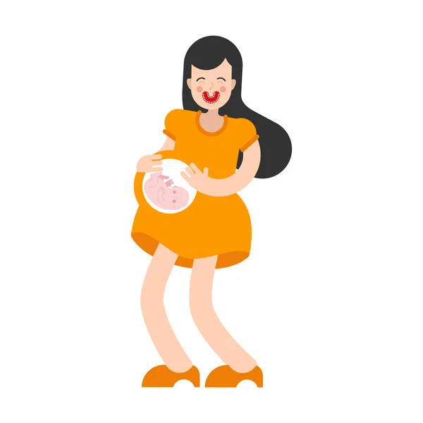 Donna incinta isolata. Ragazza con grande pancia . — Vettoriale Stock