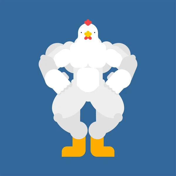 Pollo forte. Una gallina potente. bodybuilder gallo. duro Fattoria bir — Vettoriale Stock