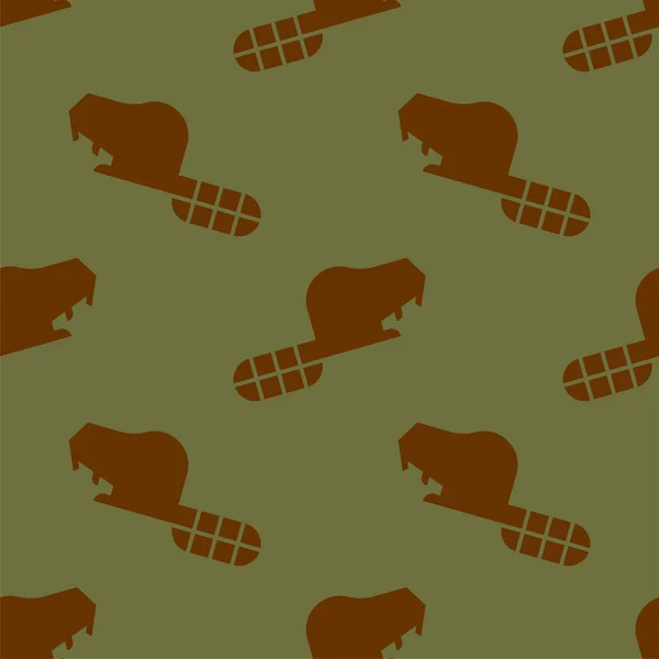 Beaver pattern seamless. Wild animal background ornament — Stock Vector
