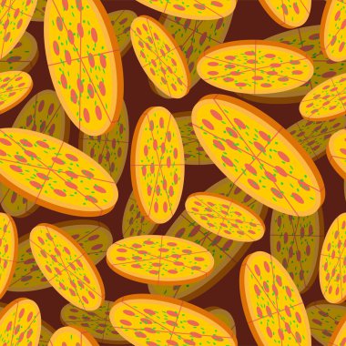 Tam Pizza desen sorunsuz. Fast food arka plan. 