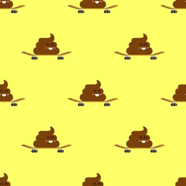 Shit on skateboard pattern seamless. Turd Skateboarder backgroun