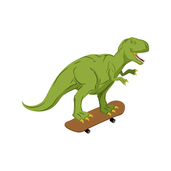 Tyrannosaurus on skateboard. Dino Skateboarder. T Rex. Prehistor — Stock Vector