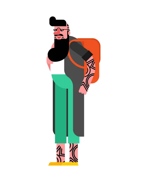 Hipster aislado. Mira a la moda. Monstruo barbudo. Vect. — Vector de stock