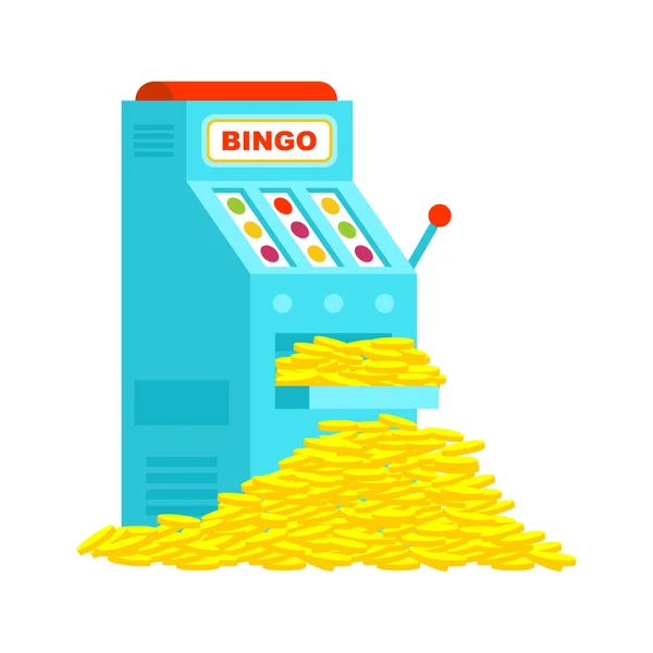 Slot machine and win. Bingo jackpot. Many money — Stock Vector