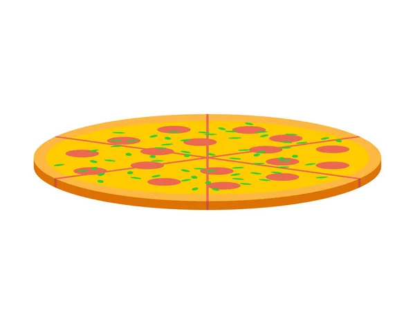 Volledige Pizza geïsoleerd. Fast food vector illustratie. — Stockvector