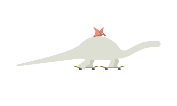 Diplodocus dinosaur on skateboard. Dino Skateboarder. Prehistori — Stock Vector