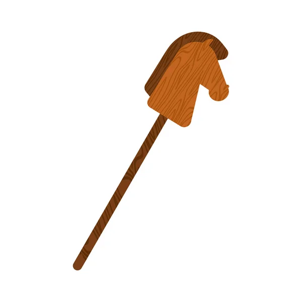 Cavallo bastone giocattolo di legno. Vettore di gioco bambino — Vettoriale Stock