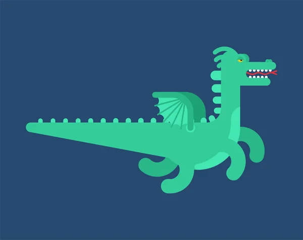 Grön drake isolerad. Flygande monster. Vektor illustration — Stock vektor