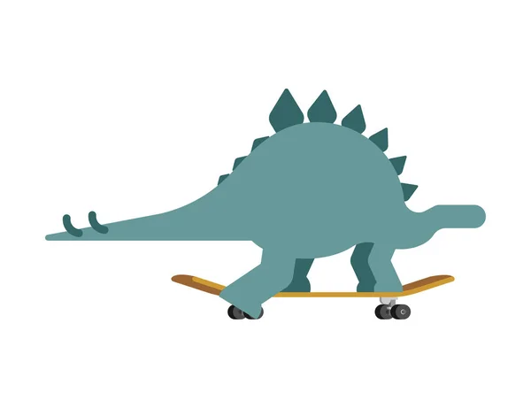 Stegosaurus on skateboard. Dino Skateboarder. Prehistoric lizard — Stock Vector