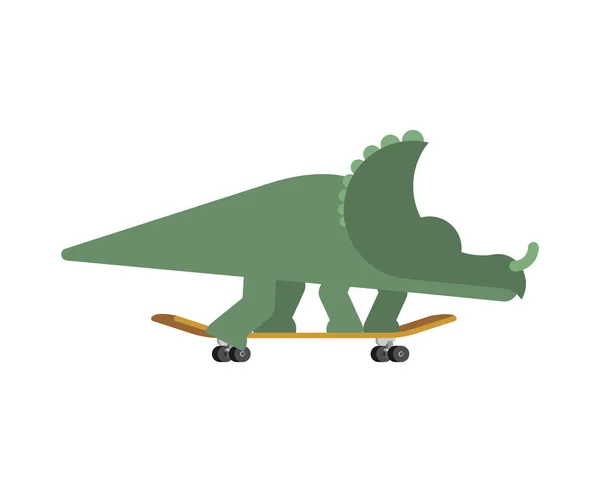 Styracosaurus di skateboard. Dino Skateboarder. Liz prasejarah - Stok Vektor