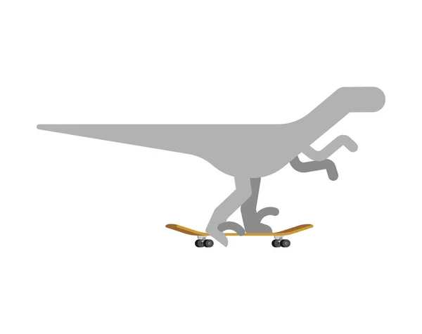 Velociraptor on skateboard. Dino Skateboarder. Prehistoric lizar — Stock Vector