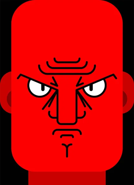 Το θυμωμένο πρόσωπο είναι κόκκινο. Κακό συναίσθημα. Δυσαρεστημένο κεφάλι — Διανυσματικό Αρχείο